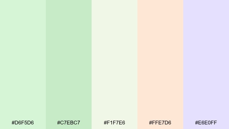 pistachio pearl pastel color palette with hex codes