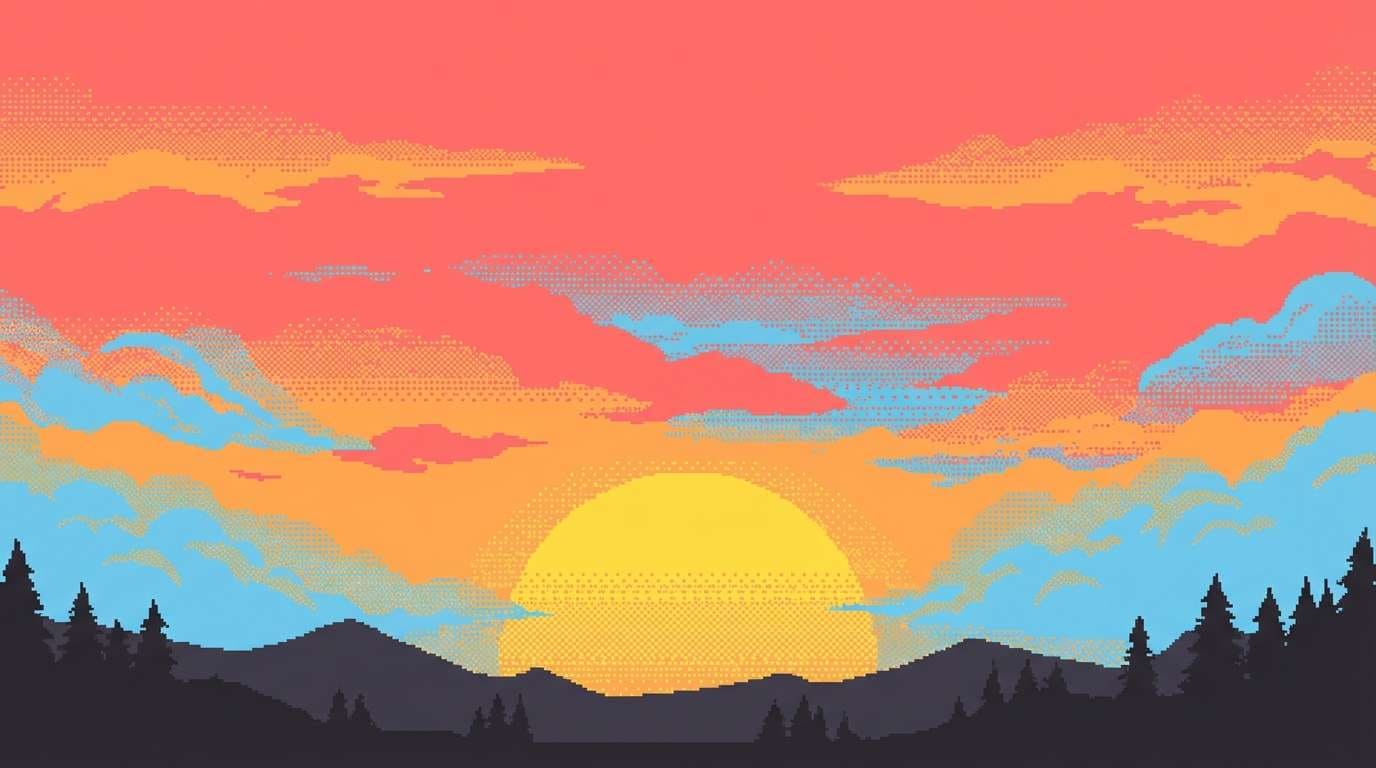 sunset platformer sky