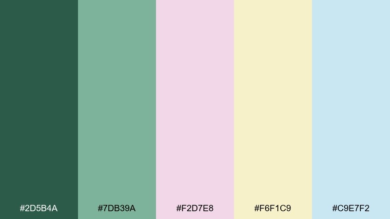 pixie dust pastels magical forest color palette with hex codes
