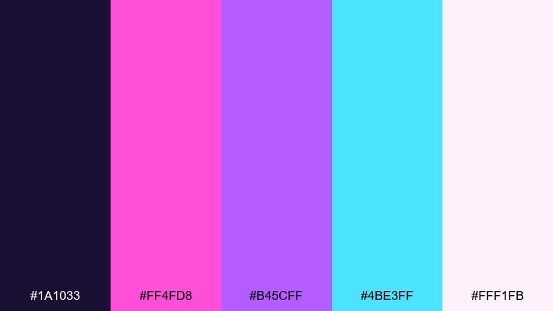 plasma orchid futuristic color palette with hex codes