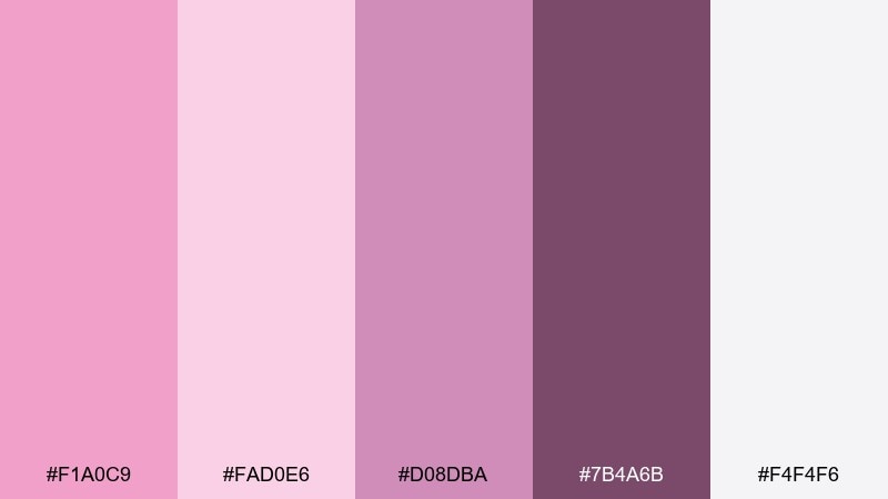 playful gradient pale magenta color palette with hex codes
