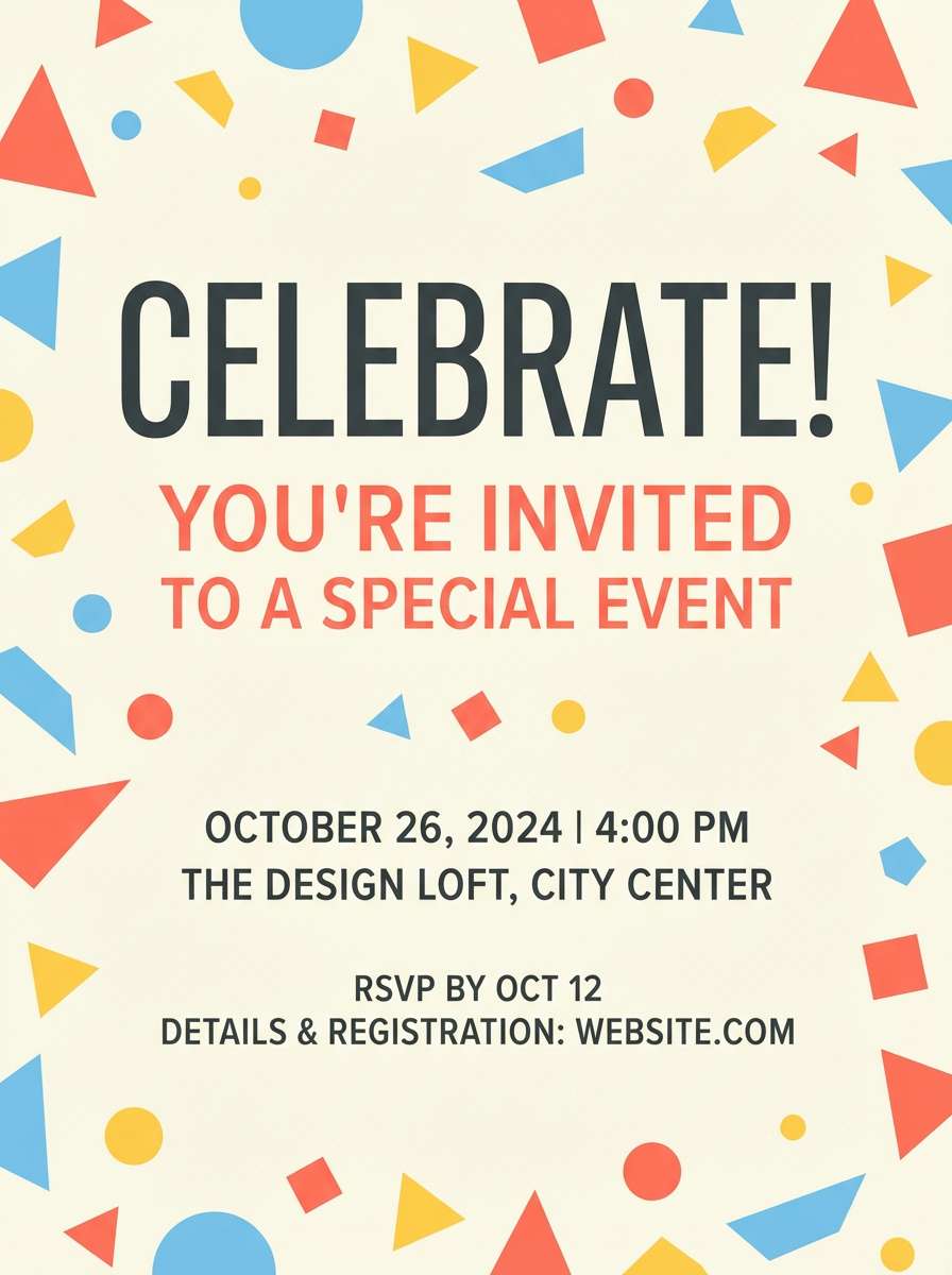playful invite on cream background