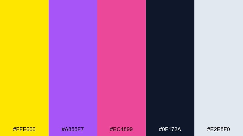 playful plasma supernova color palette with hex codes