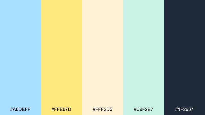 playful social tiles pastel blue yellow color palette with hex codes