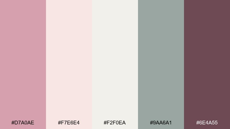 playroom pastel mauve puce color palette with hex codes