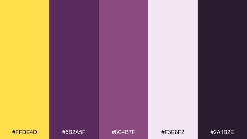plum accent daffodil color palette with hex codes