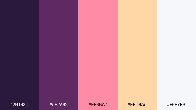 plum and peach contrast instagram color palette with hex codes