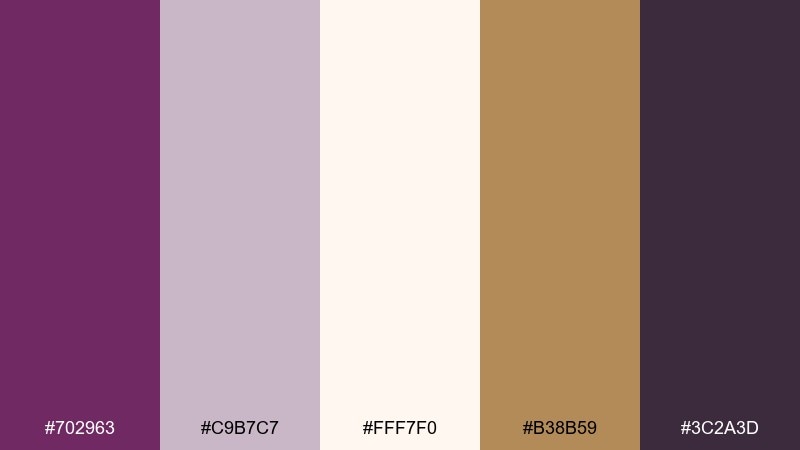 plum and pearl byzantine color palette with hex codes