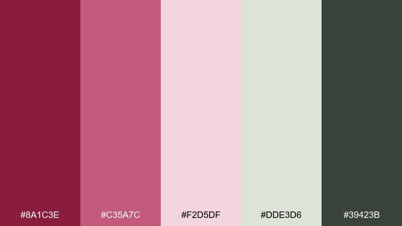 plum blossom japanese garden color palette with hex codes