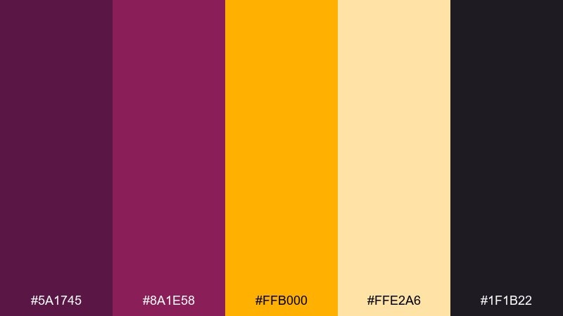 plum citrus pop color palette with hex codes