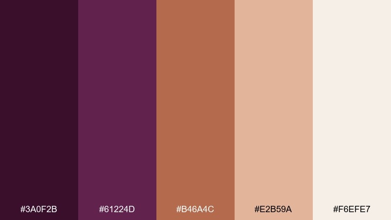 plum copper artisan color palette with hex codes