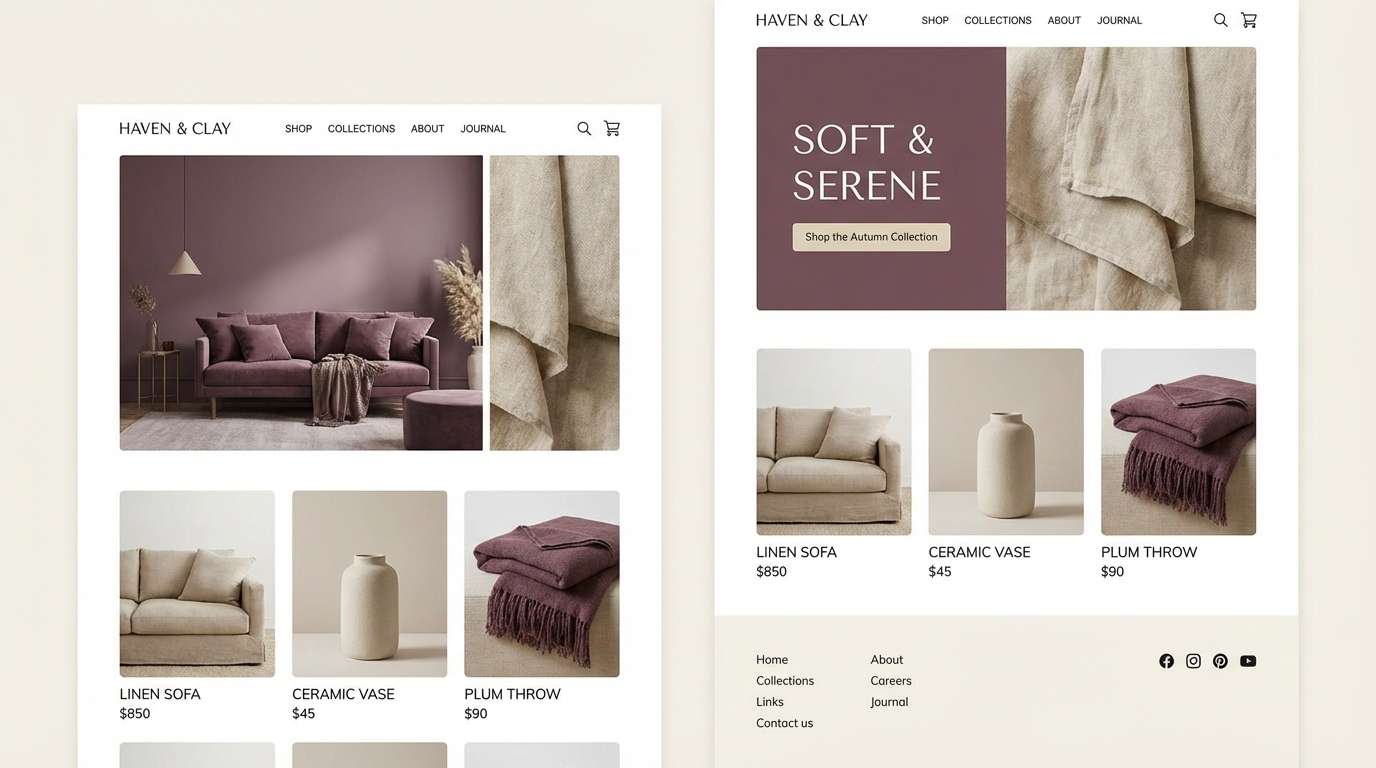 plum linen website ui