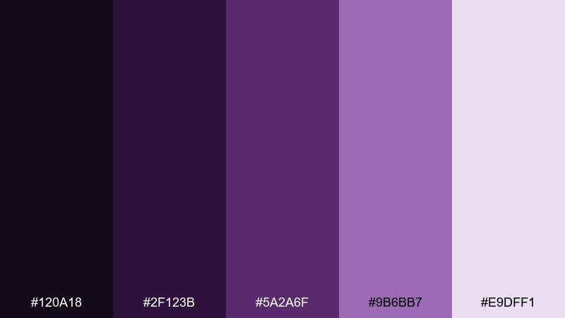 plum noir amethyst color palette with hex codes