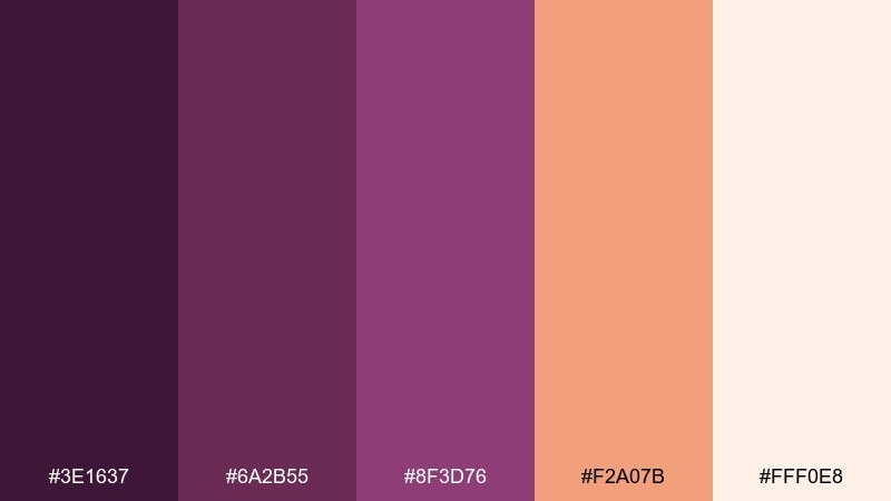 plum peach glow purple plum color palette with hex codes