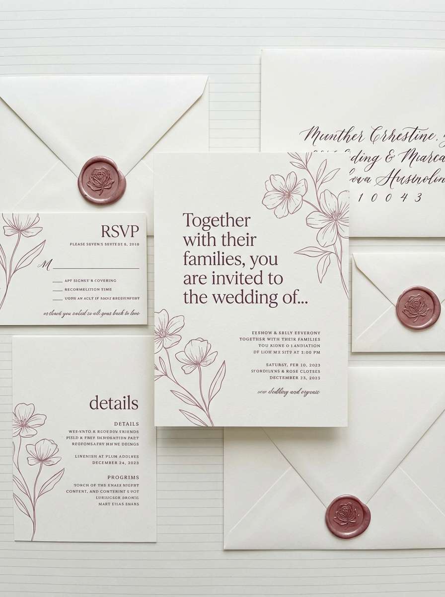 plum wedding invitation design