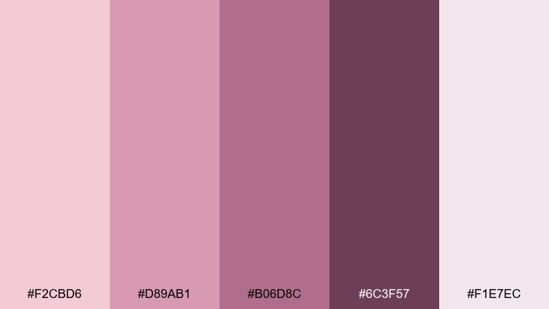 plum petals rose blush color palette with hex codes