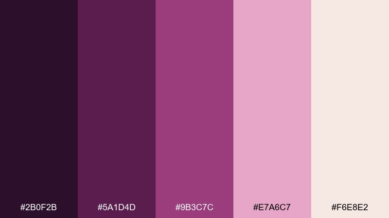 plum rose gold color palette with hex codes