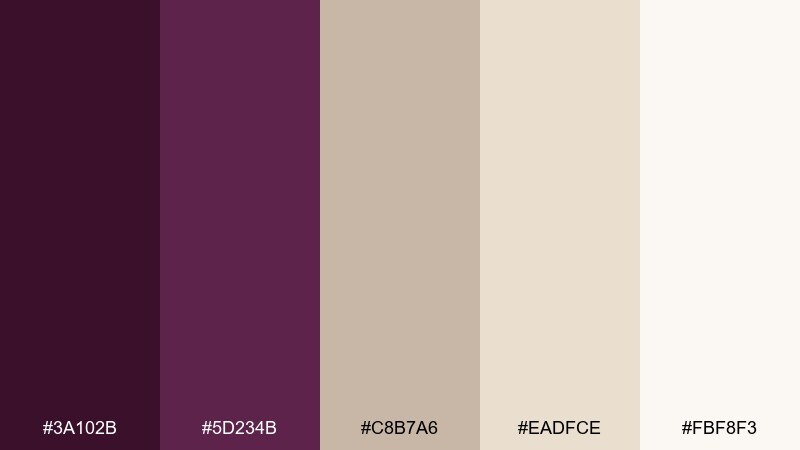 plum sandstone calm color palette with hex codes