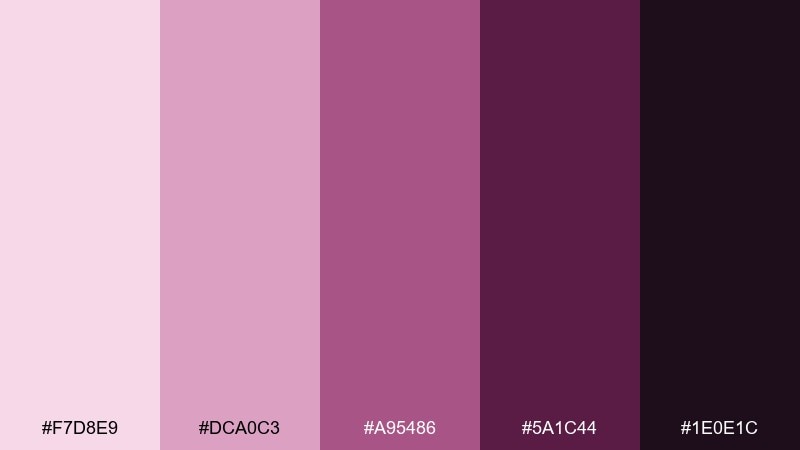 plum sangria pink maroon color palette with hex codes