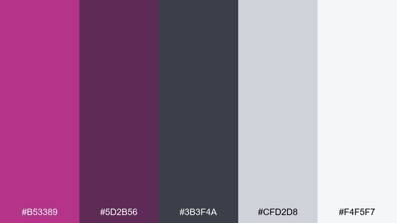 plum slate contrast fandango color palette with hex codes
