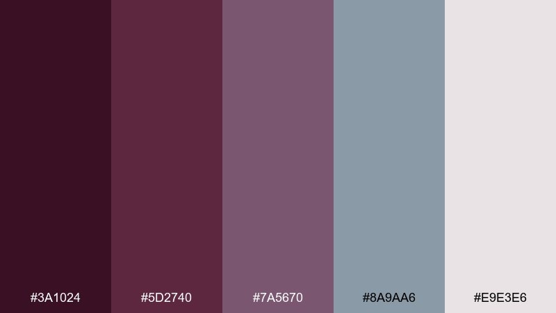 plum slate wine color palette with hex codes