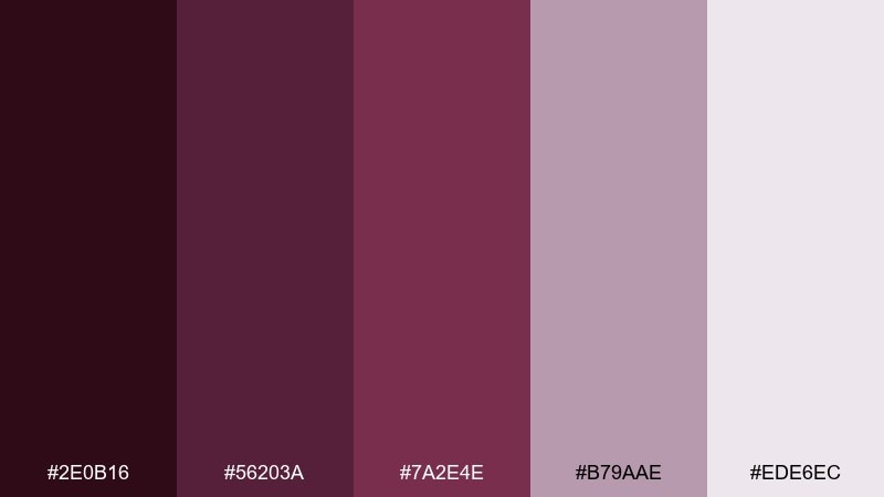 plum smoke burgundy dark red color palette with hex codes
