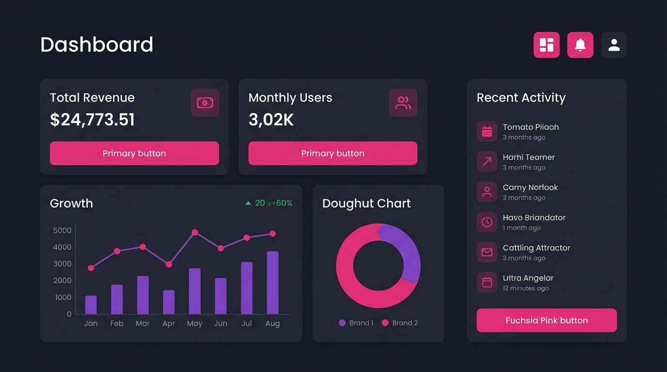 dark dashboard fuchsia pink tone