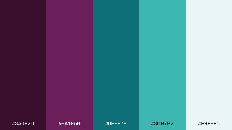 plum teal contrast color palette with hex codes
