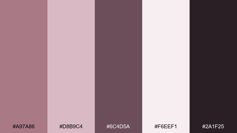 plum velvet depth rose taupe color palette with hex codes