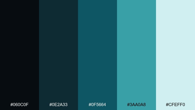 poisoned teal color palette with hex codes