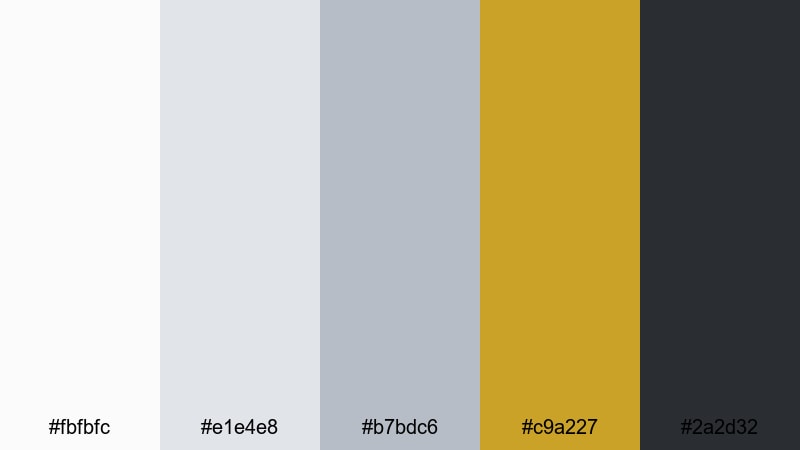 polished silver & gold color palette with hex codes