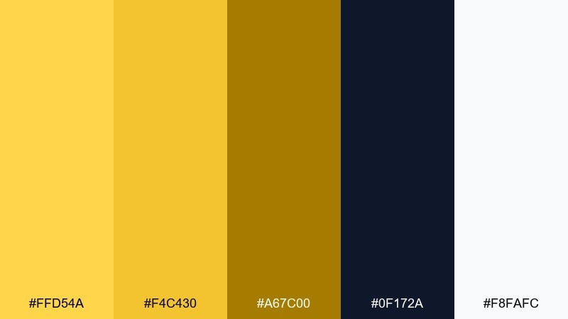 polished trophy gold yellow color palette with hex codes