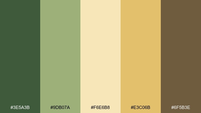 pollen dust botanical color palette with hex codes