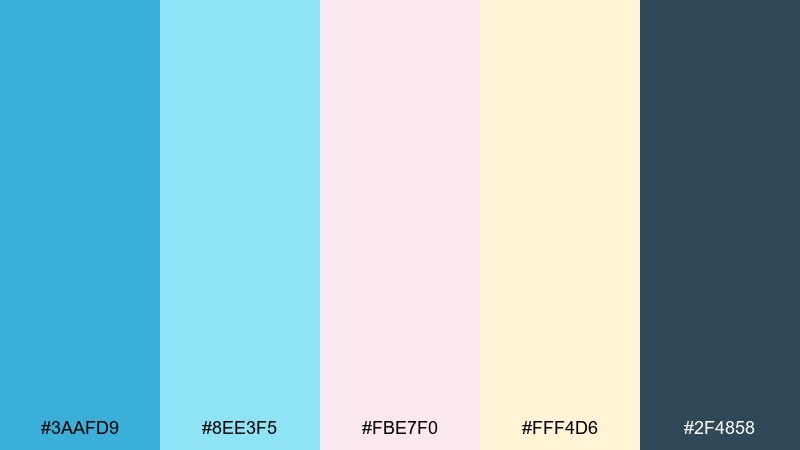 poolside pastels cerulean color palette with hex codes