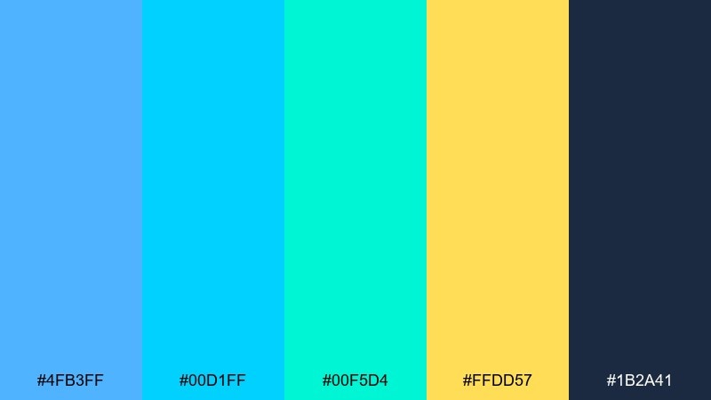 poolside pop color palette with hex codes