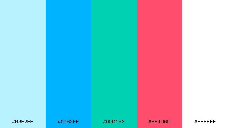 poolside pop color palette with hex codes