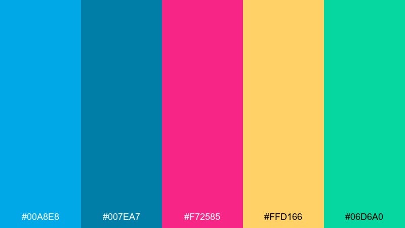 poolside punch bright color palette with hex codes