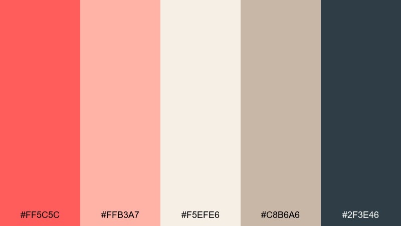 poppy and linen floral color palette with hex codes
