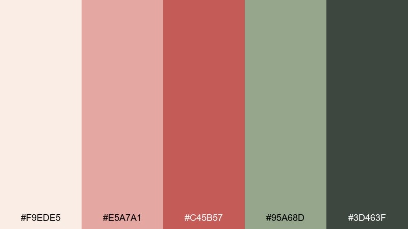 poppy and sage impressionist color palette with hex codes