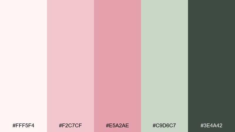 porcelain pink classic rose garden color palette with hex codes