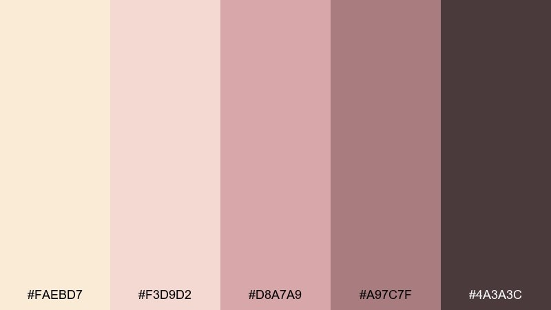 porcelain rose color palette with hex codes