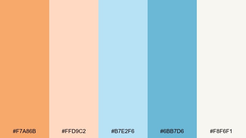 porcelain sunrise orange pastel blue color palette with hex codes