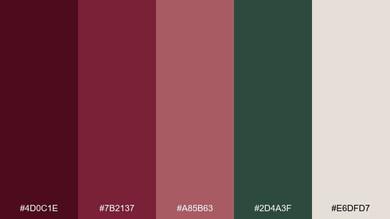 port and pine wine color palette with hex codes