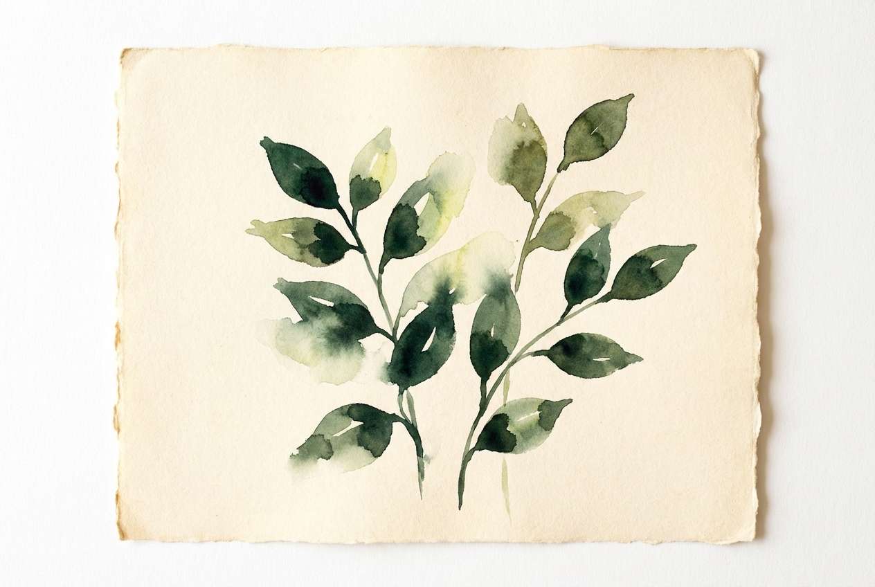 watercolor botanicals forest cream