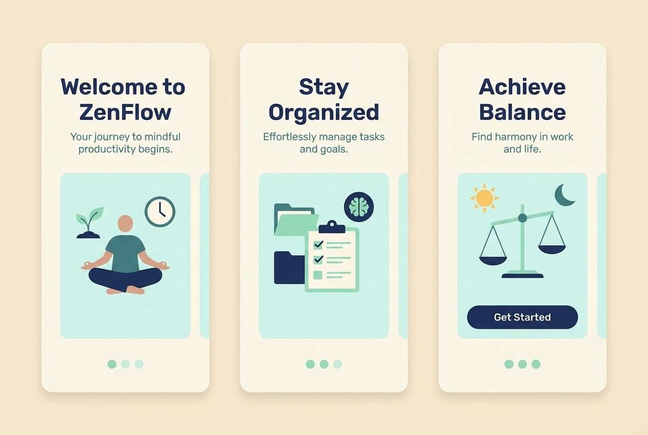 onboarding screens aurora mint