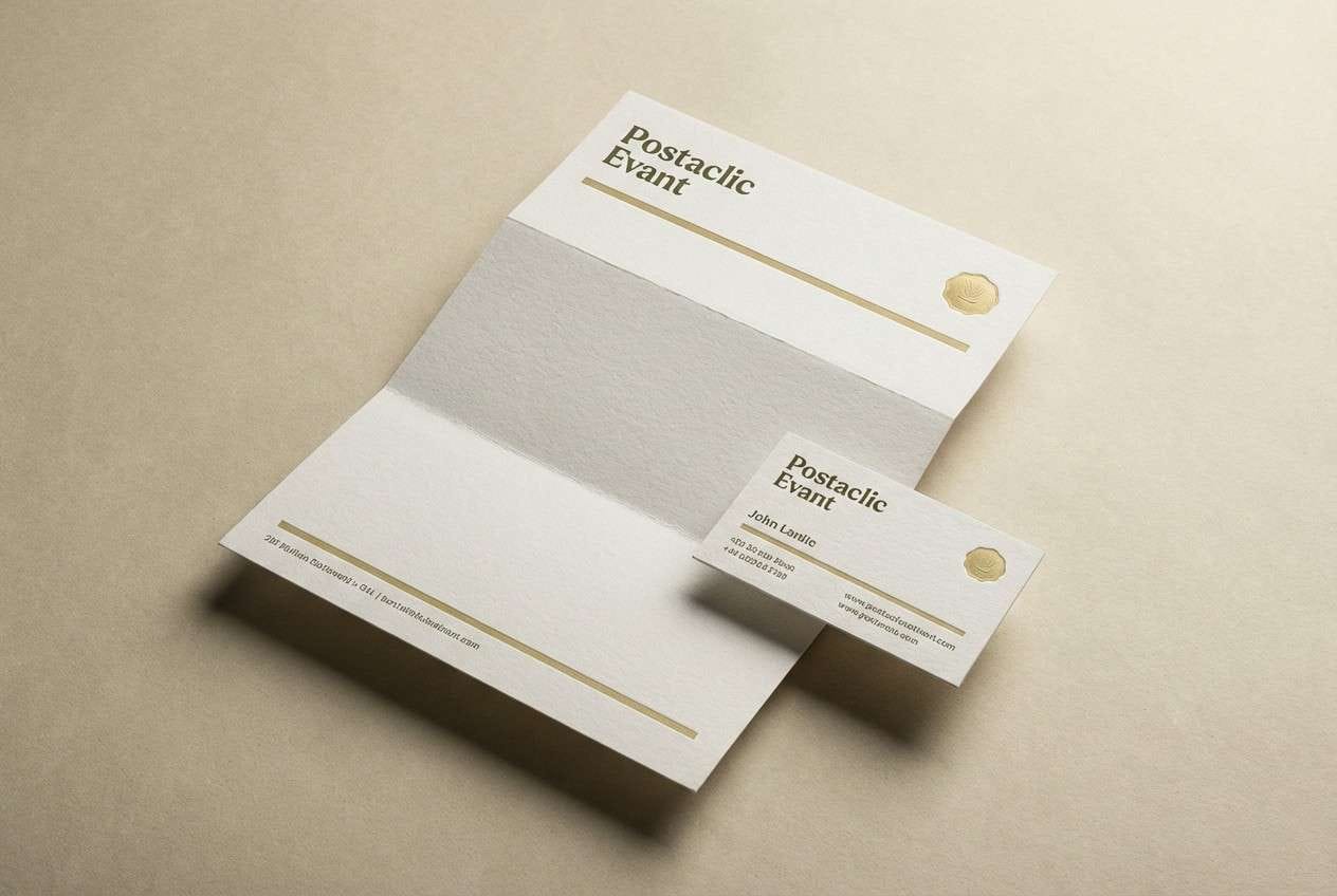 stationery set olive gold