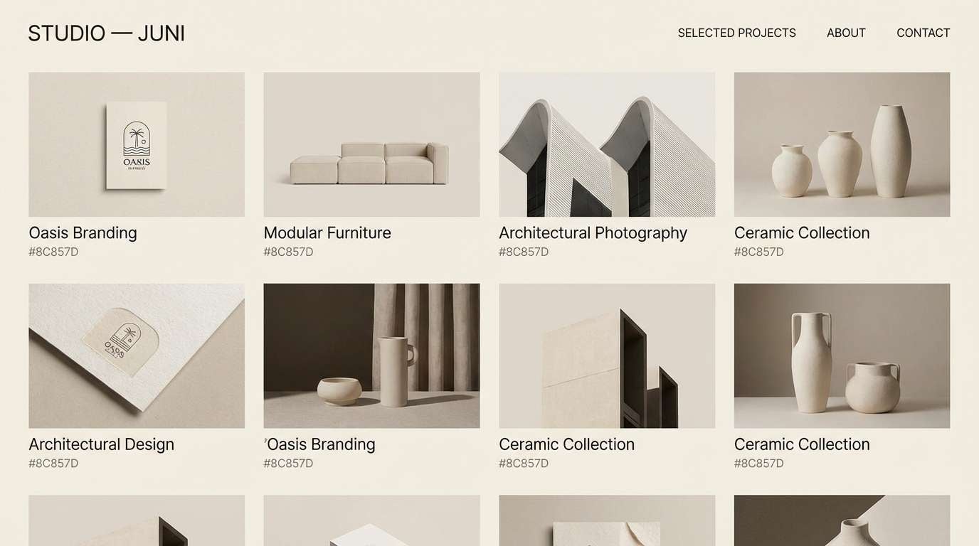 portfolio ui in greige tones