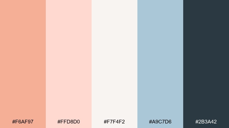 powder apricot sky color palette with hex codes