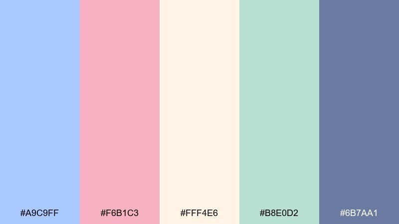 powder blue blush gender reveal color palette with hex codes