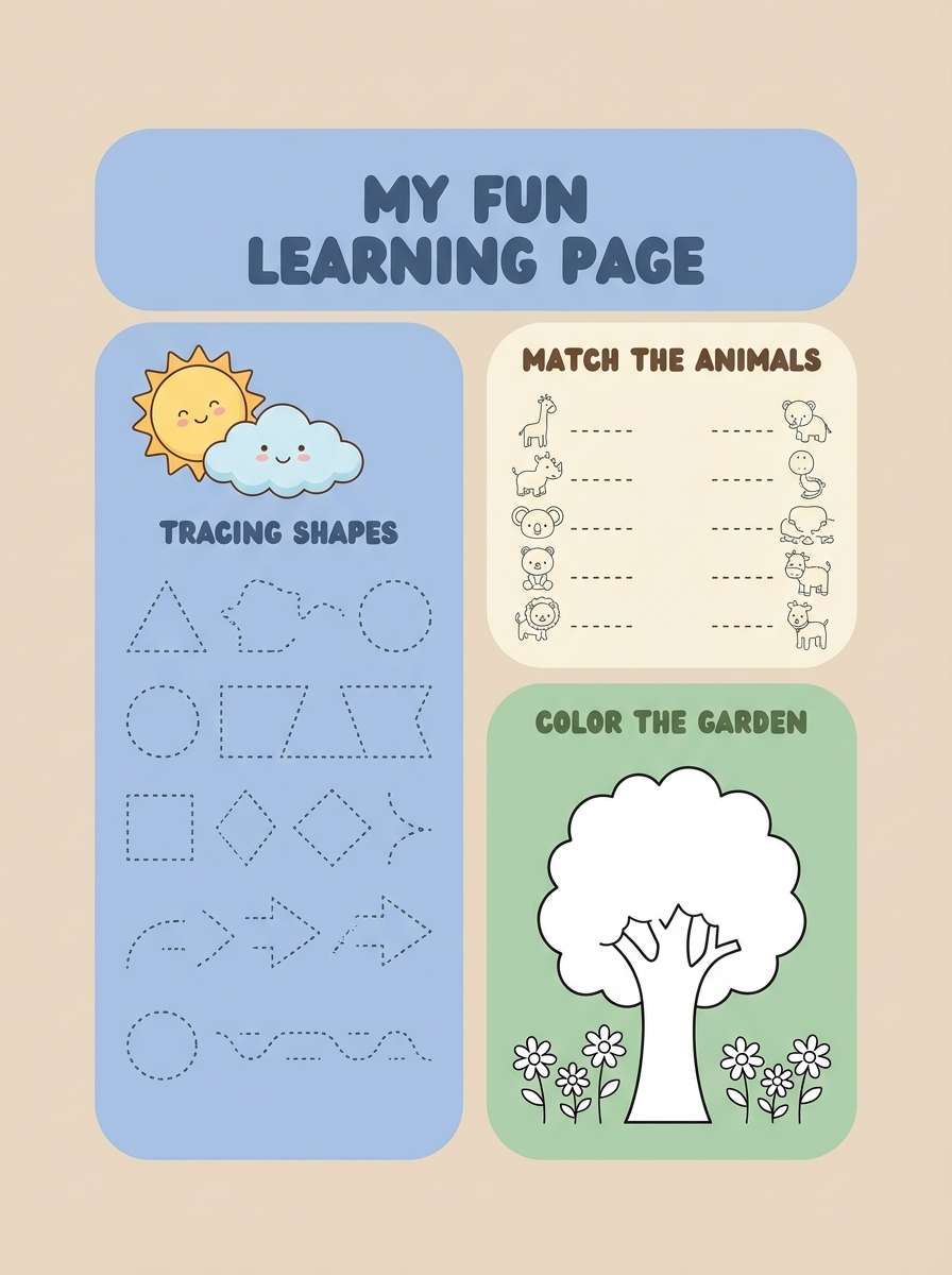kid friendly worksheet page